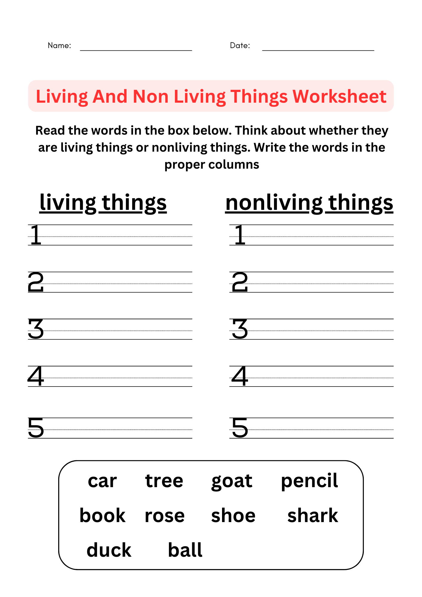 Science Living And Non Living Things Worksheet For Grade 1 2 3 4 Made By Teachers