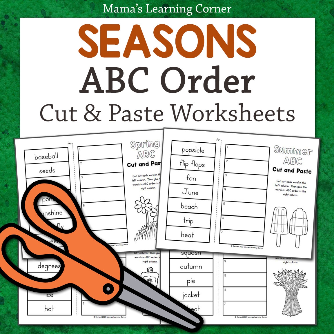 Seasons Of The Year ABC Order Cut And Paste Worksheet Packet Mamas Learning Corner