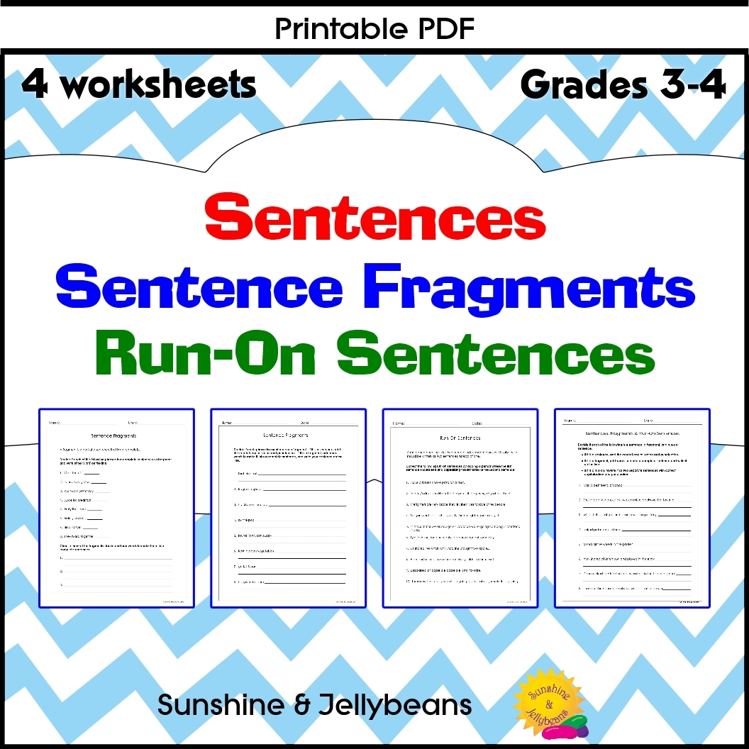 Sentence Fragments Run On Sentences 4 Worksheets Grades 3 4 CCSS Made By Teachers