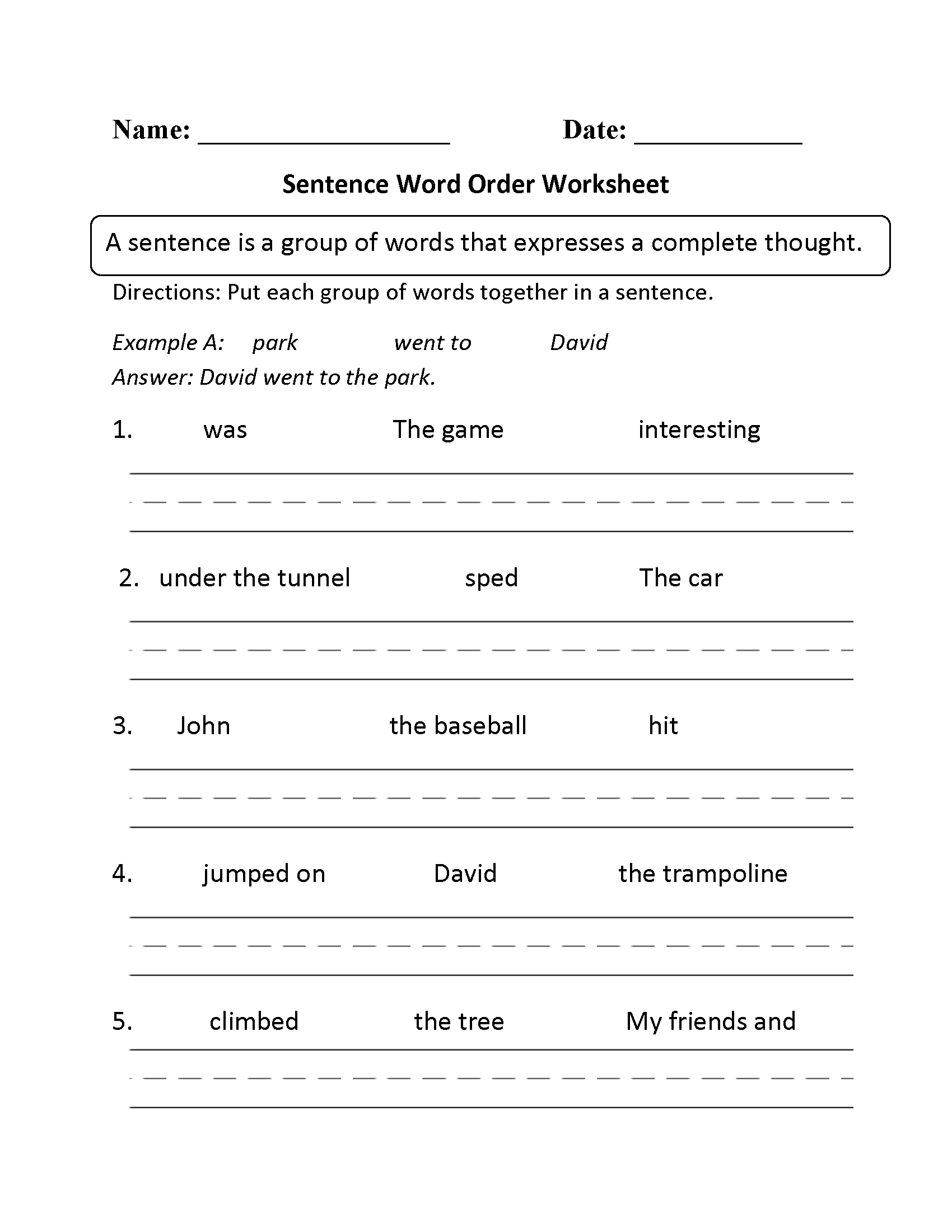 Sentence Structure Worksheets Sentence Building Worksheets Sentence Structure Worksheets Language Arts Activities