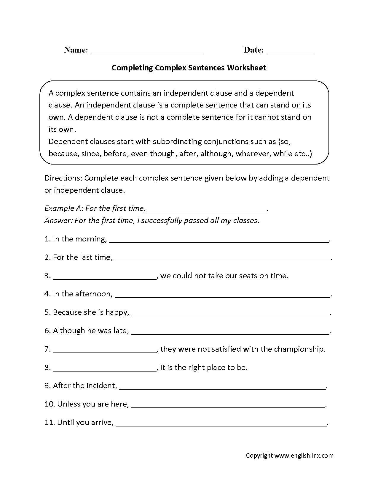 Sentences Worksheets Complex Sentences Worksheets Sentences Worksheets Complex Sentences Worksheets