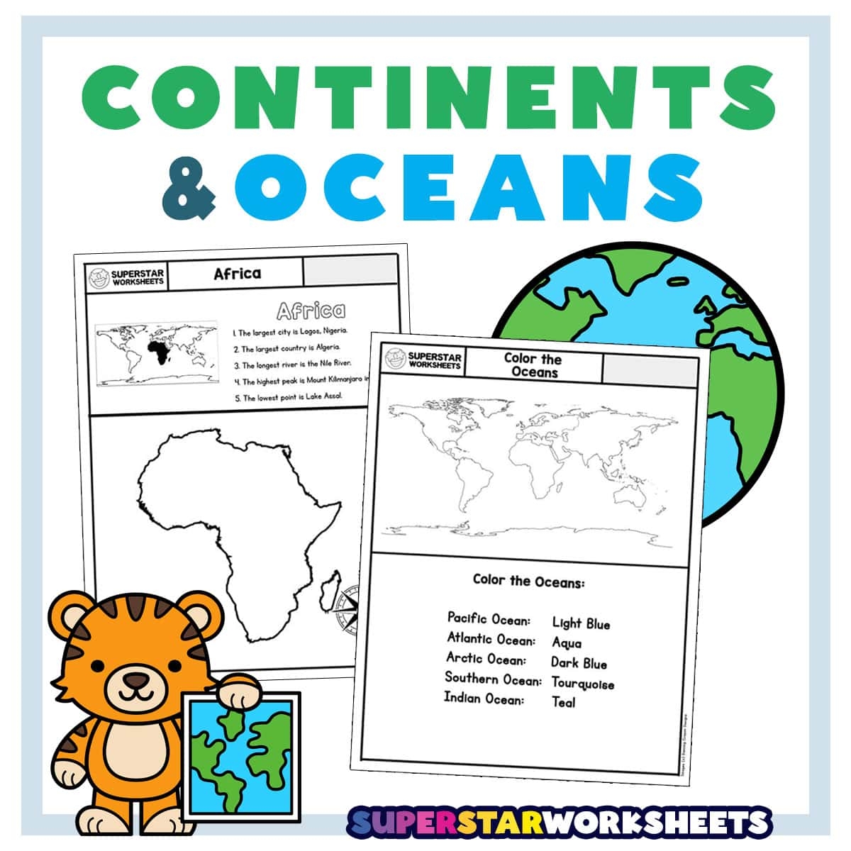 Seven Continents Oceans Worksheets Free Printables Superstar Worksheets