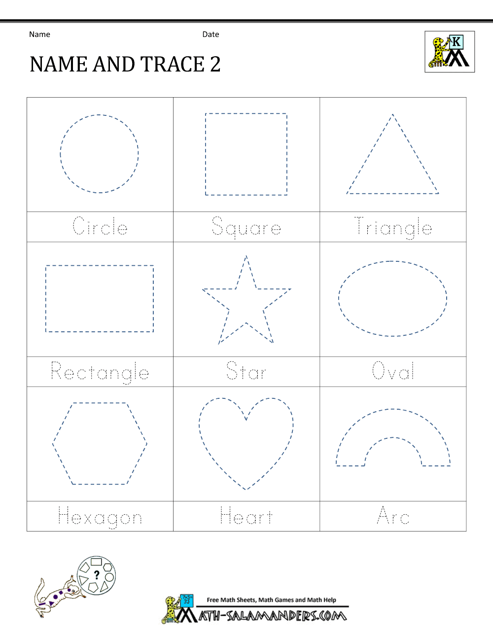 Free Printable Tracing Shapes Worksheets