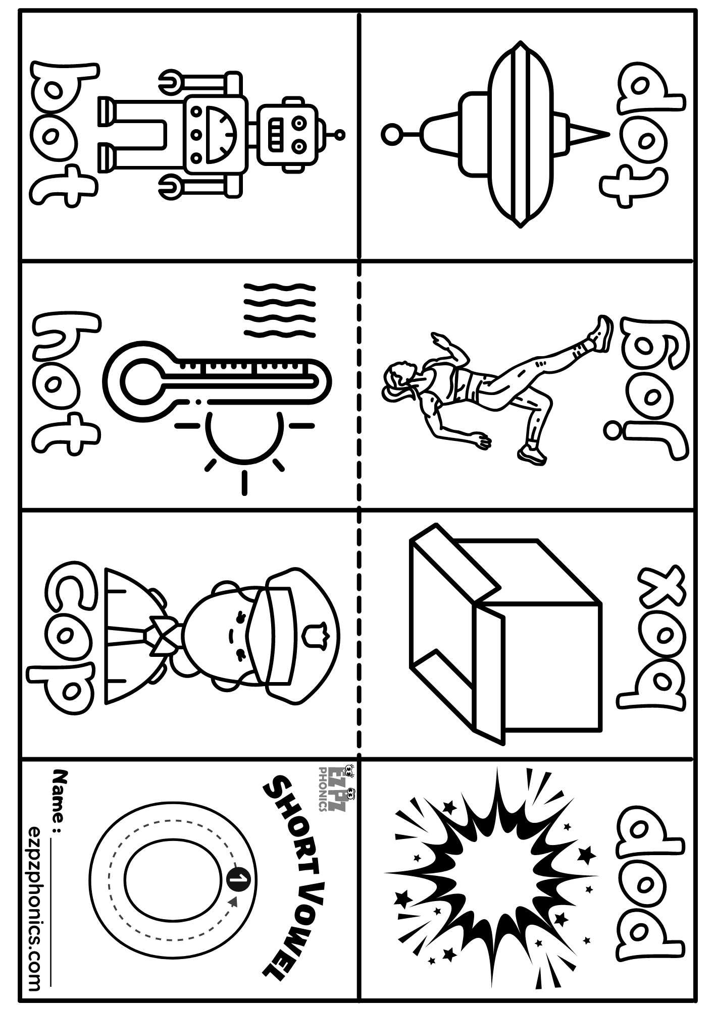 Short Vowel O Mini Coloring Book CVC Words 1 Ezpzphonics Short Vowel O Mini Coloring Book CVC Words 1 Ezpzphonics