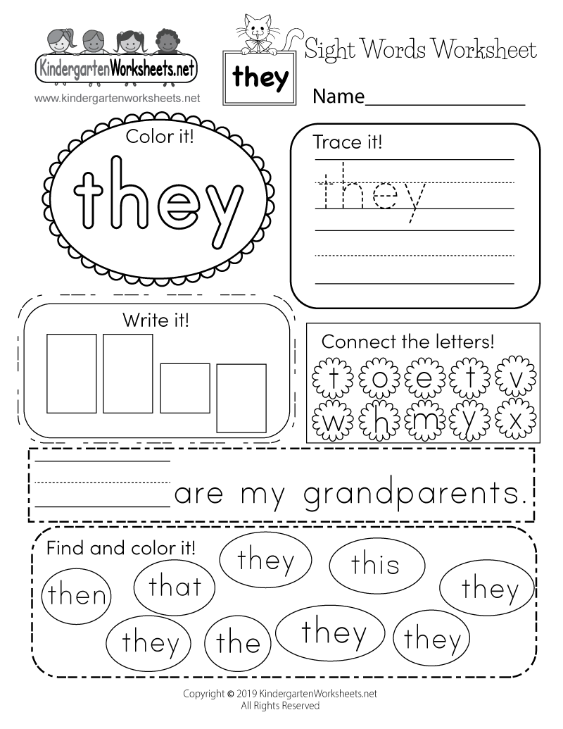 Free Printable Sight Word Play Worksheet
