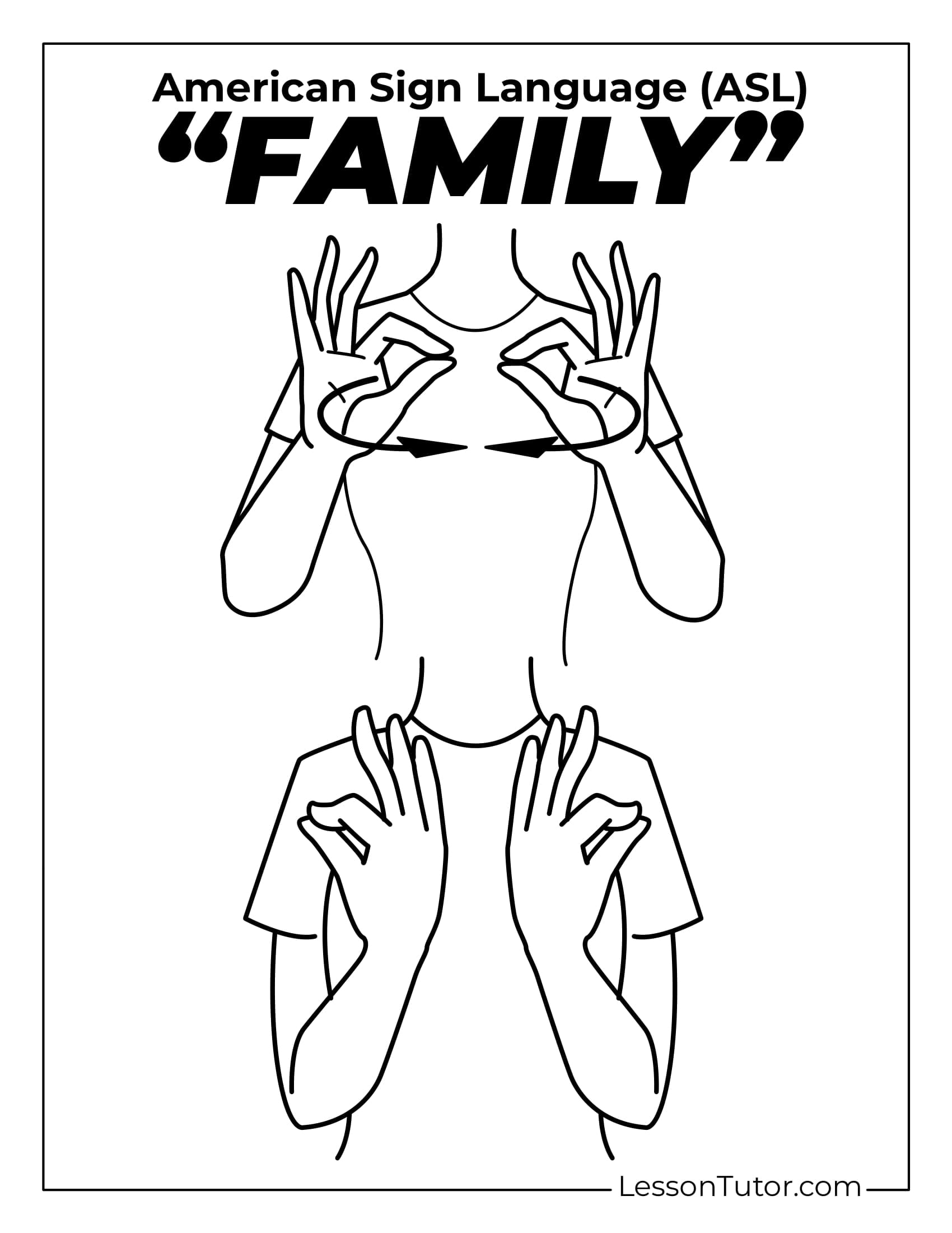 Sign Language ASL Family Free Coloring Pages PDF Printables And Worksheets Lesson Tutor