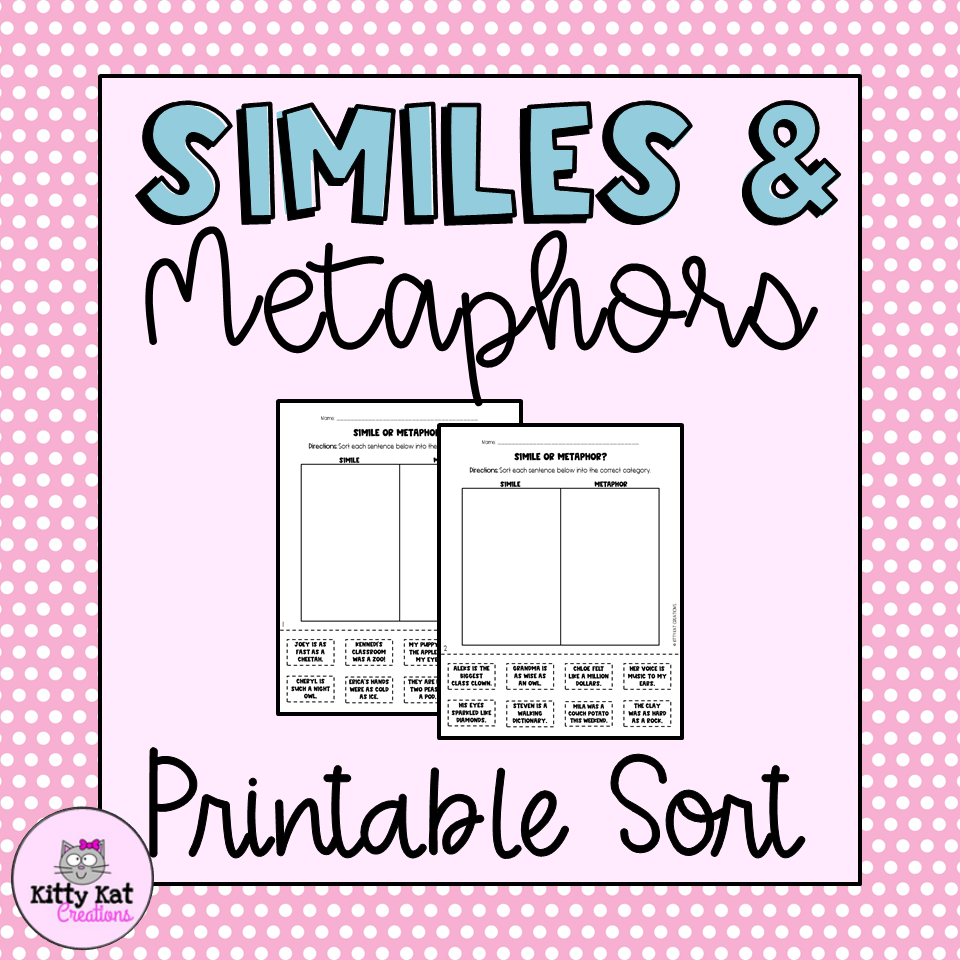 Similes And Metaphors Printable Sorts Made By Teachers