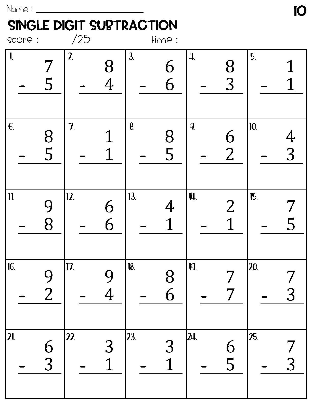 Single Digit Subtraction Worksheets Etsy Denmark Single Digit Subtraction Worksheets Etsy Denmark