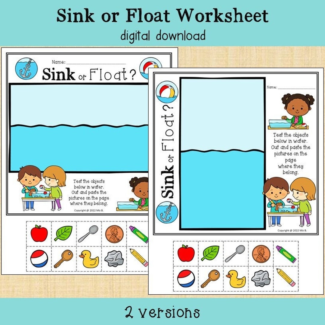 Sink Or Float Cut And Paste Worksheet Printable Etsy