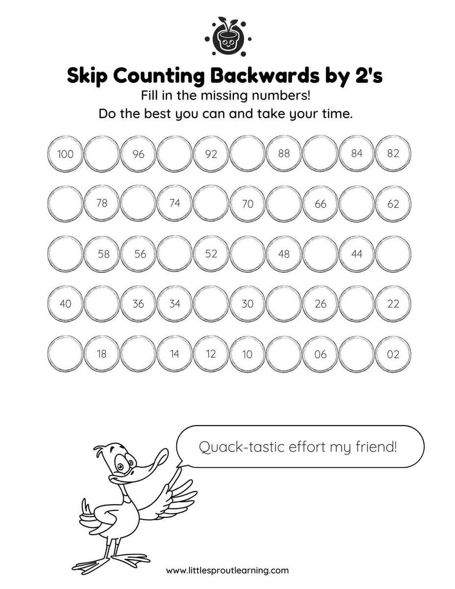 Skip Counting Backwards By 2 S Little Sprout Art Skip Counting Backwards By 2 S Little Sprout Art