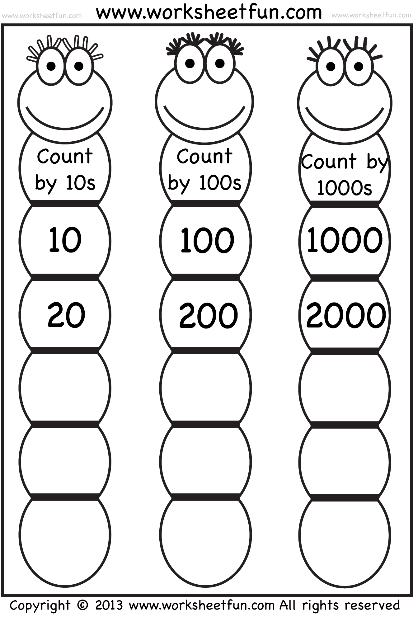Skip Counting By 10 100 And 1000 FREE Printable Worksheets Worksheetfun