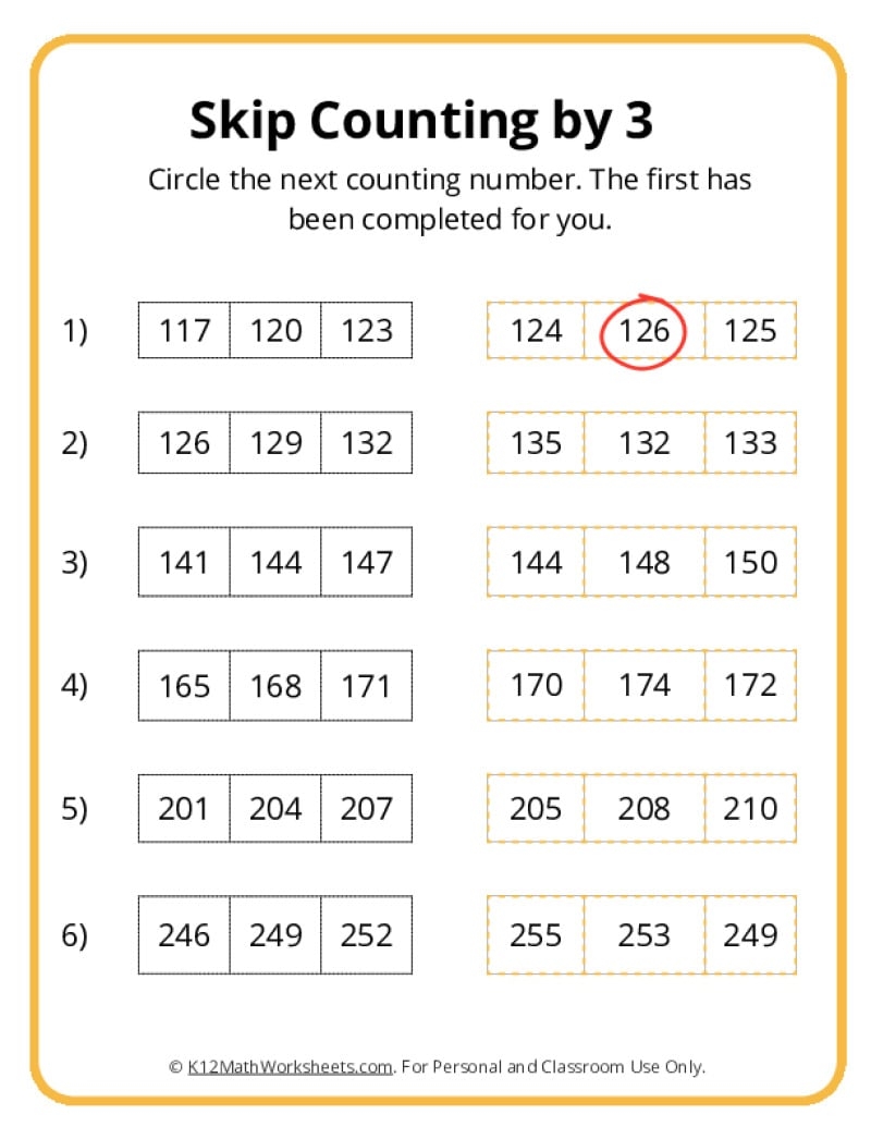 Skip Counting By 3 Worksheets
