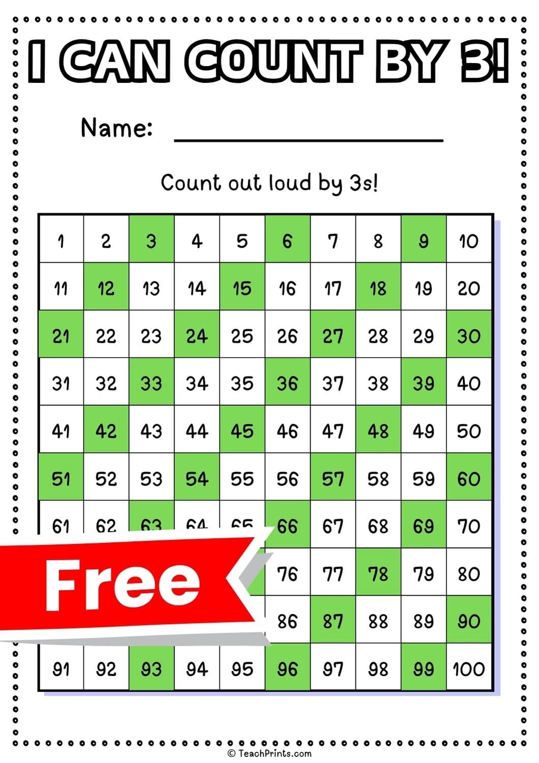 Skip Counting By 3 Worksheets Free Printable Pdfs Teach Prints