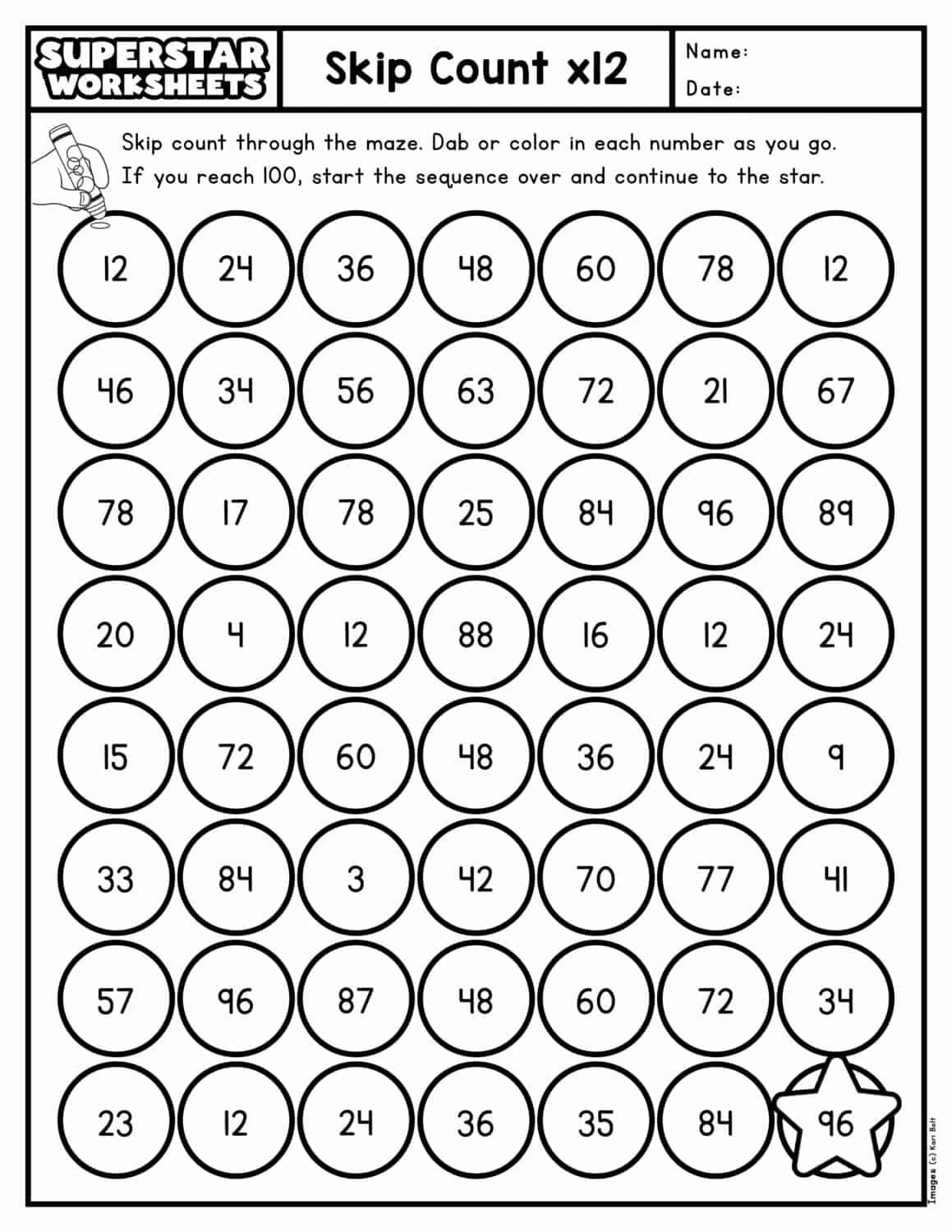 Skip Counting By 3 Worksheets