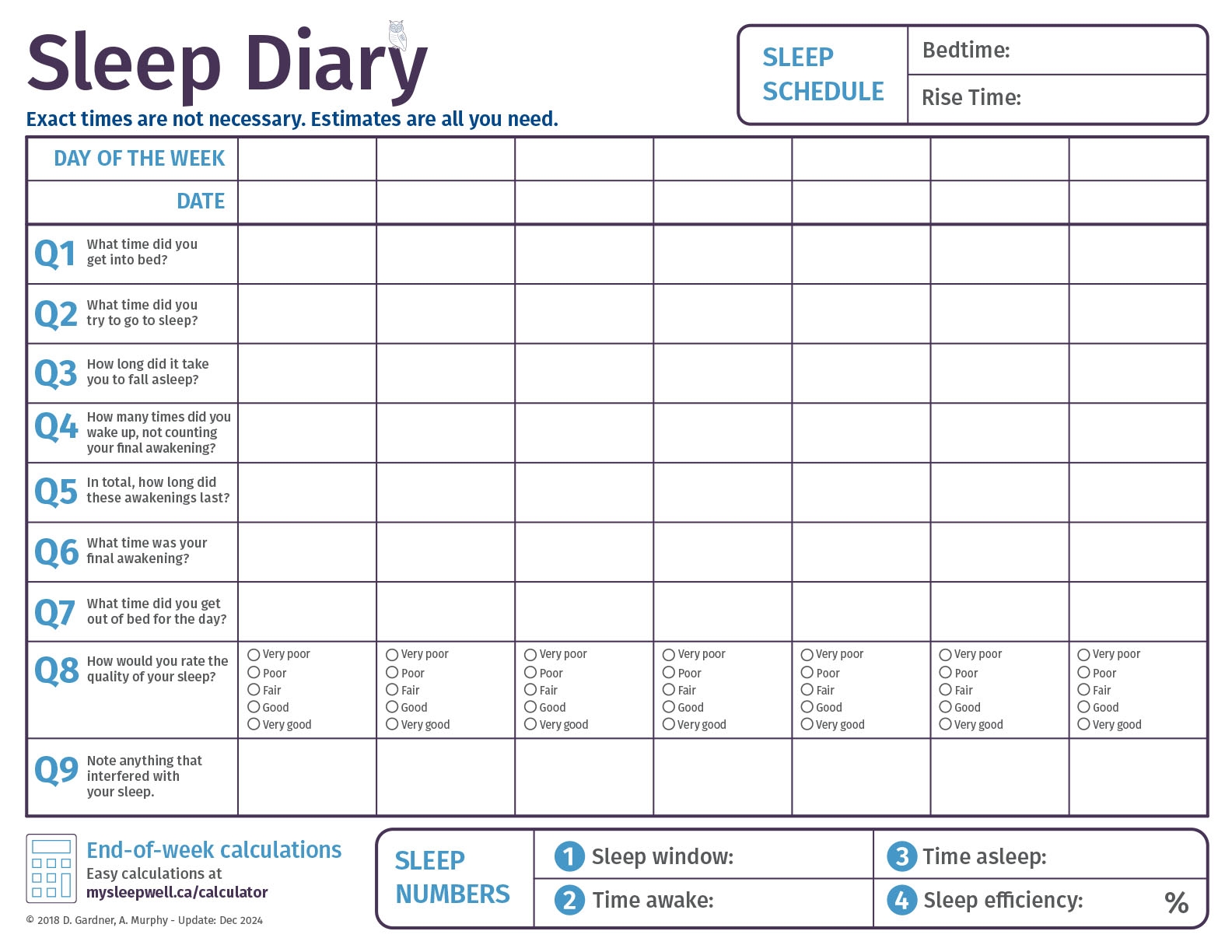 Sleep Diary Sleepwell