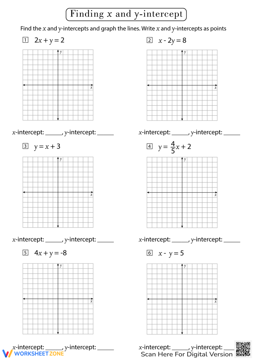 Slope Intercept Form Worksheets