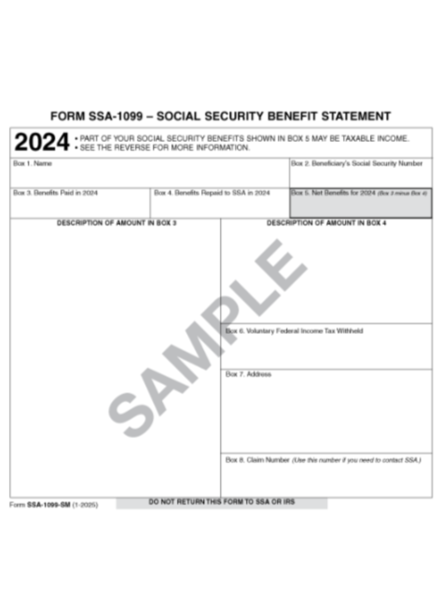 Social Security Benefits Form Ssa 1099 Printable Social Security Benefits Form Ssa 1099 Printable