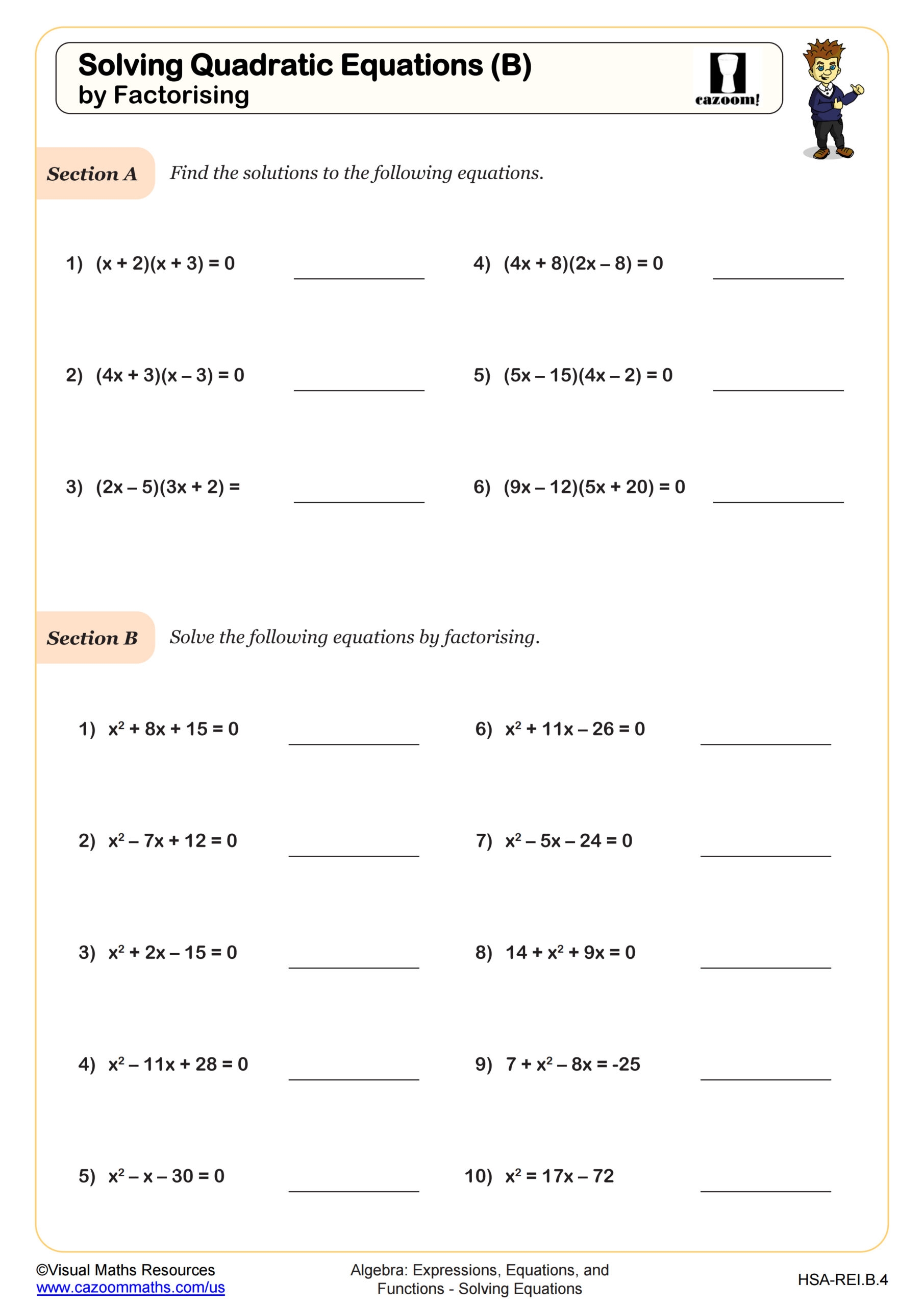 Solving Equations Worksheets PDF Cazoom Math Cazoom Math