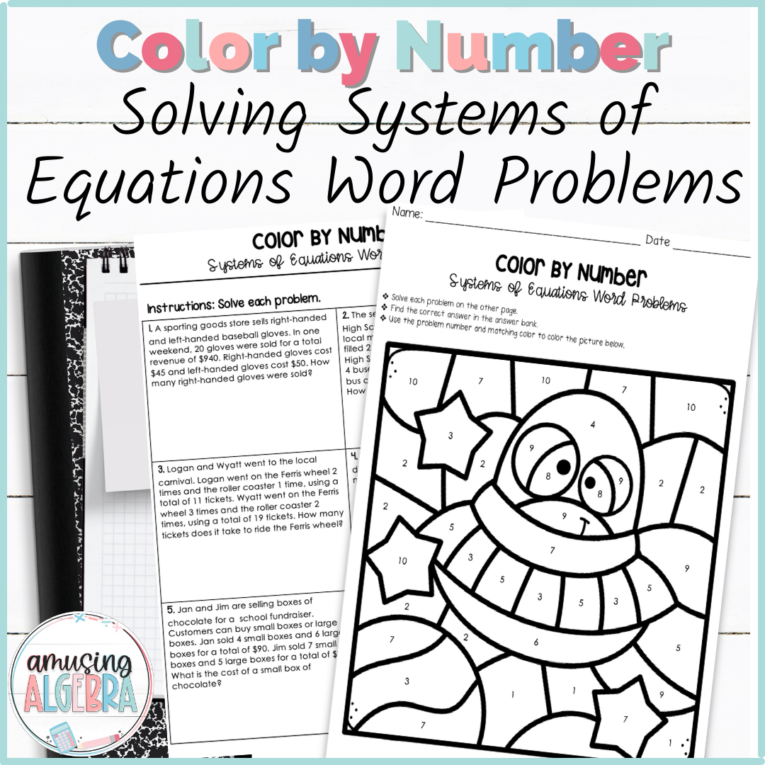 Solving Systems Of Equations Word Problems Coloring Activity Made By Teachers