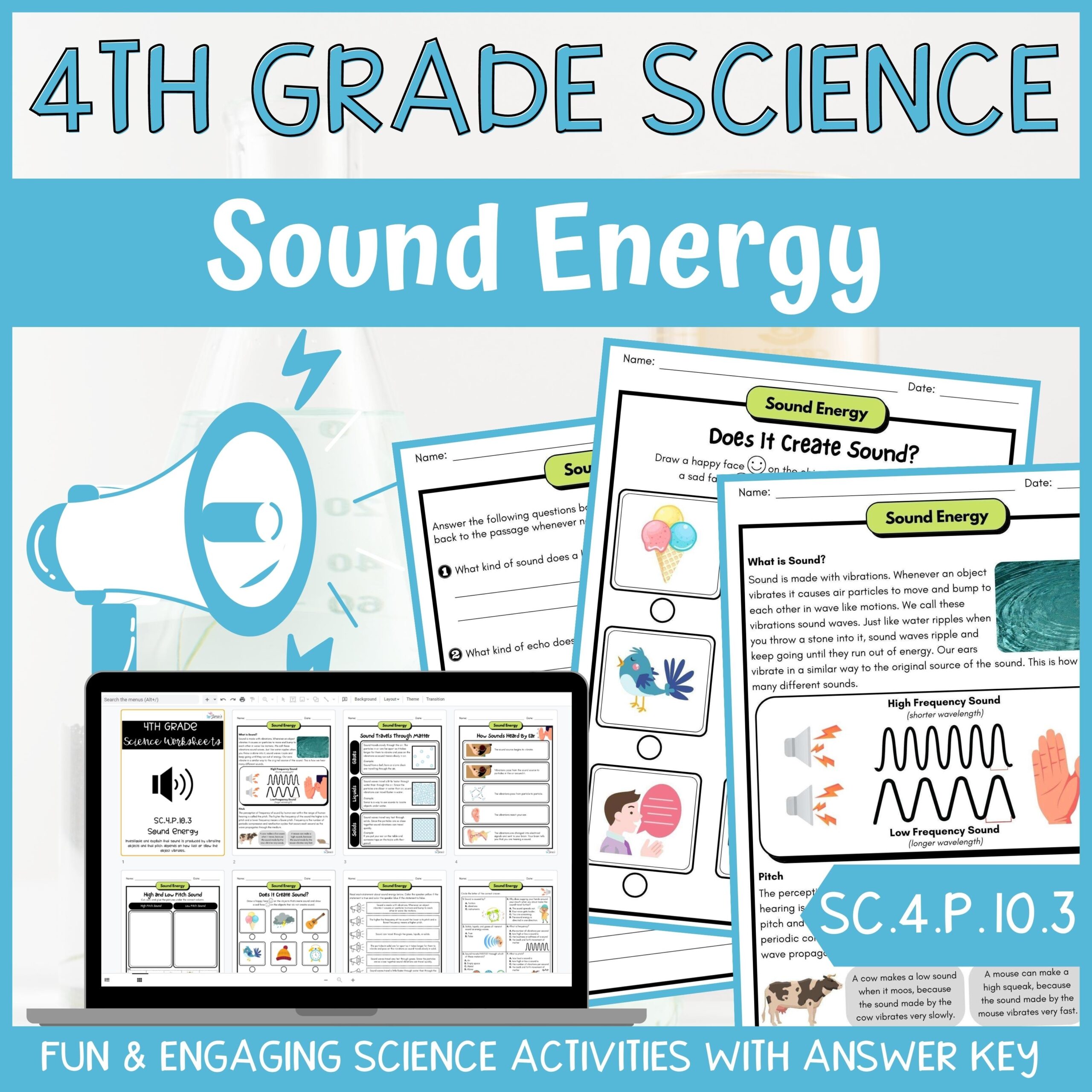 Sound Energy Activity Answer Key 4th Grade Physical Science Classful