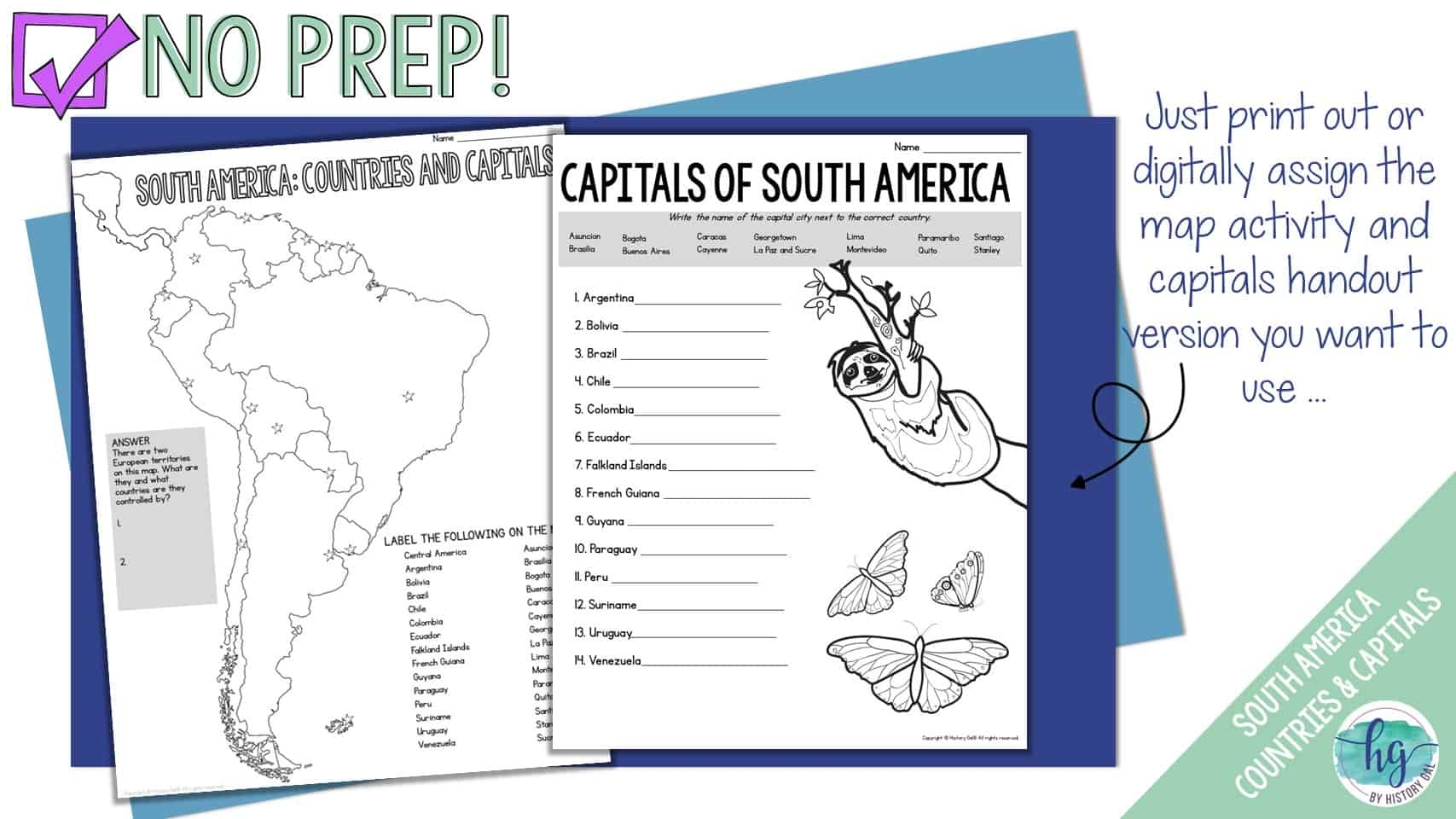 South America Countries And Capitals Map Print And Digital By History Gal South America Countries And Capitals Map Print And Digital By History Gal