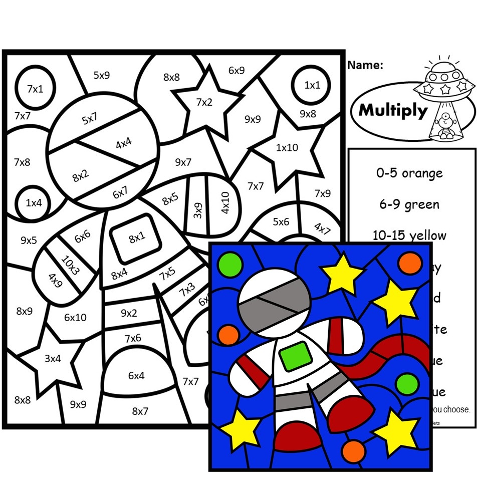 SPACE THEME MULTIPLICATION COLOR BY NUMBER Made By Teachers