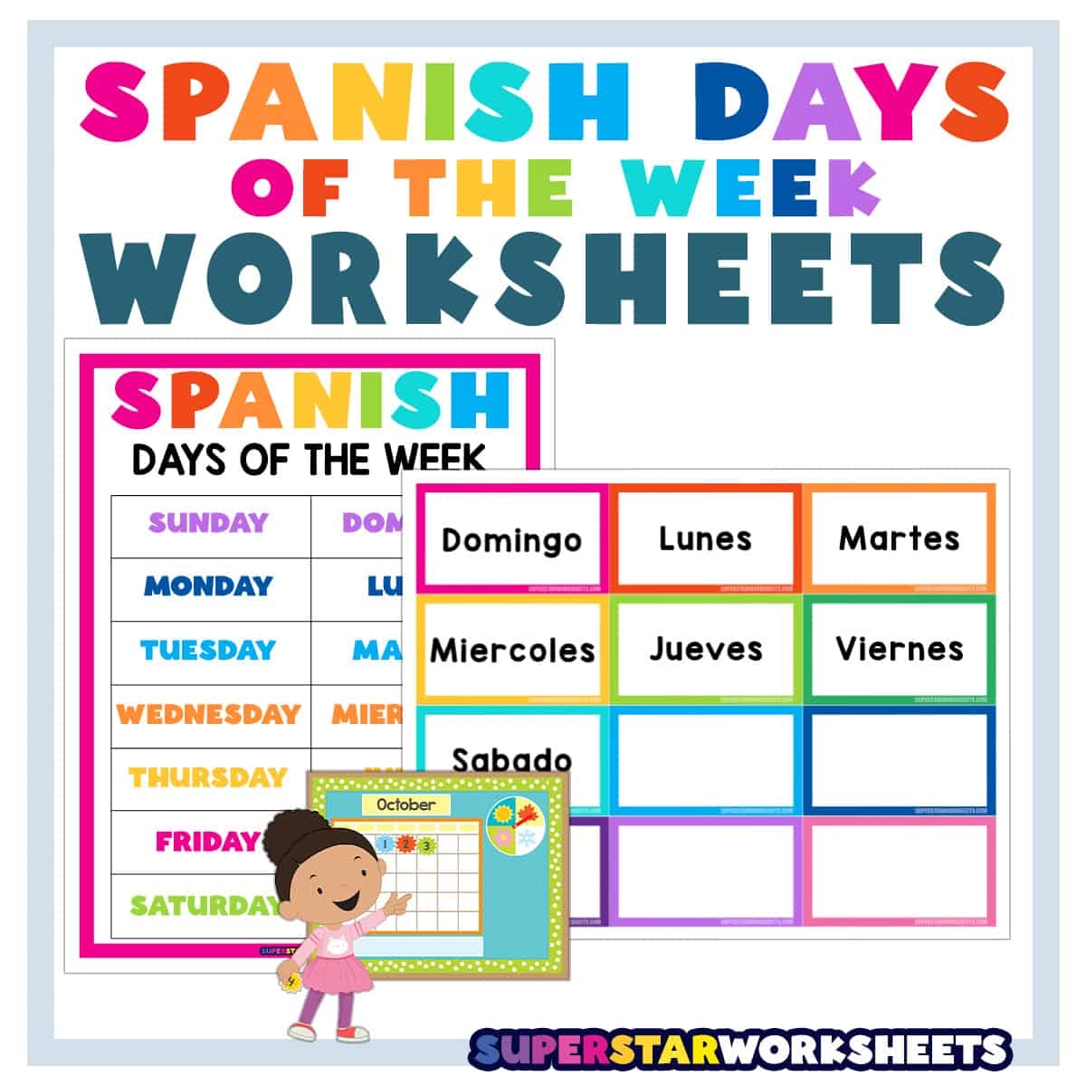 The Colors In Spanish Printable Worksheets And Flashcards