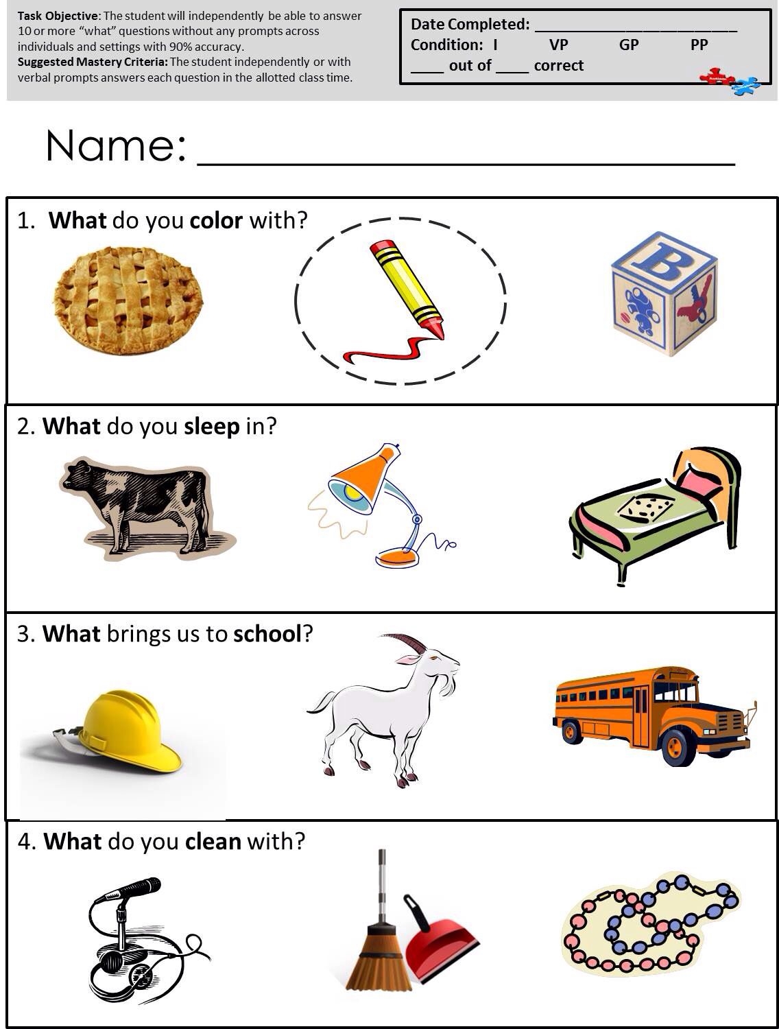 Speech Therapy Worksheets