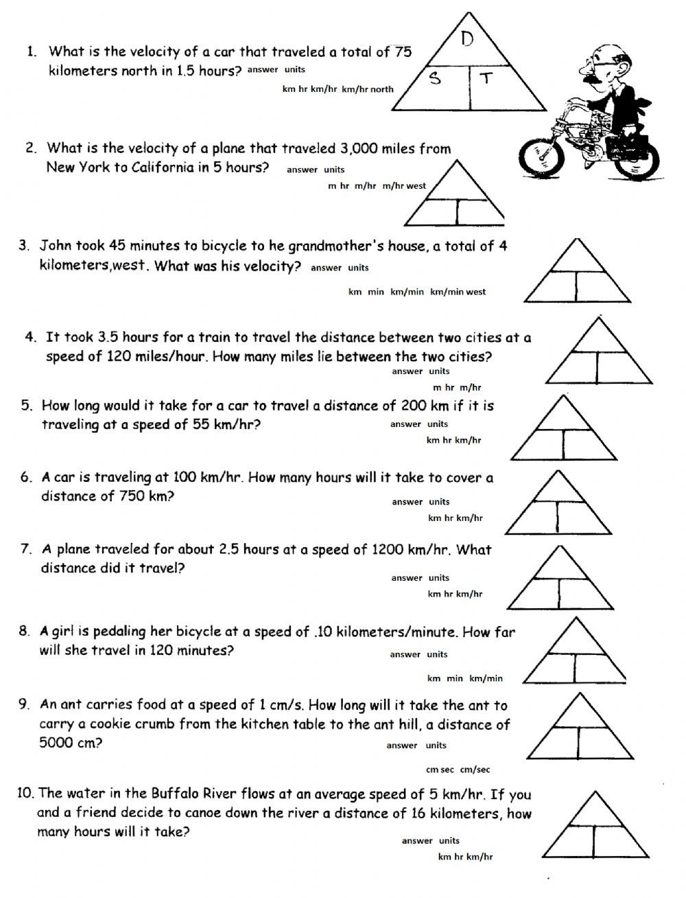 Speed And Velocity Worksheet Answer Key