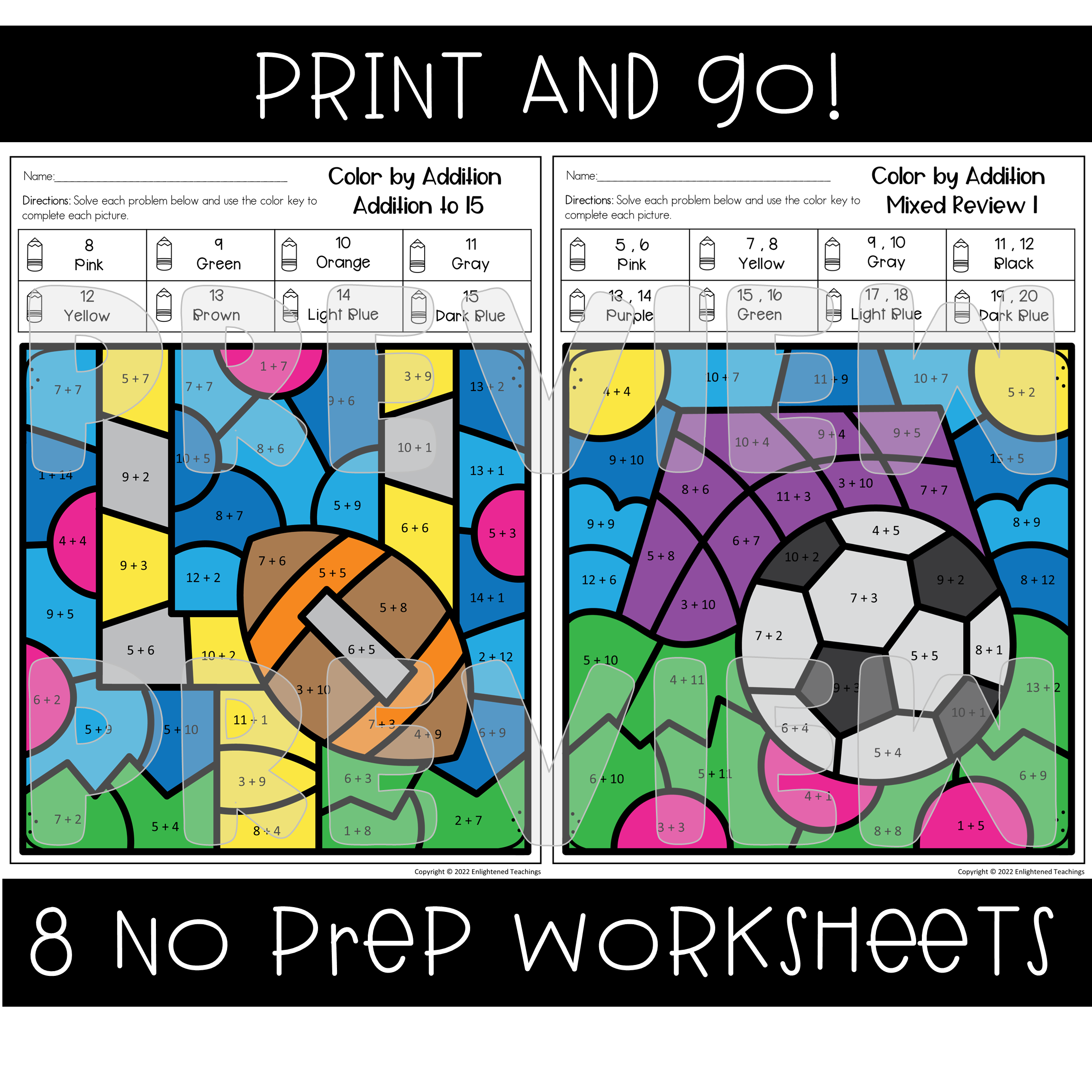 Sports Addition To 20 Color By Code Number NO PREP Coloring Worksheets Made By Teachers Sports Addition To 20 Color By Code Number NO PREP Coloring Worksheets Made By Teachers