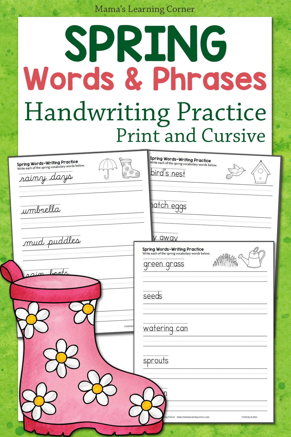 Spring Words Handwriting Practice Worksheets Mamas Learning Corner Spring Words Handwriting Practice Worksheets Mamas Learning Corner