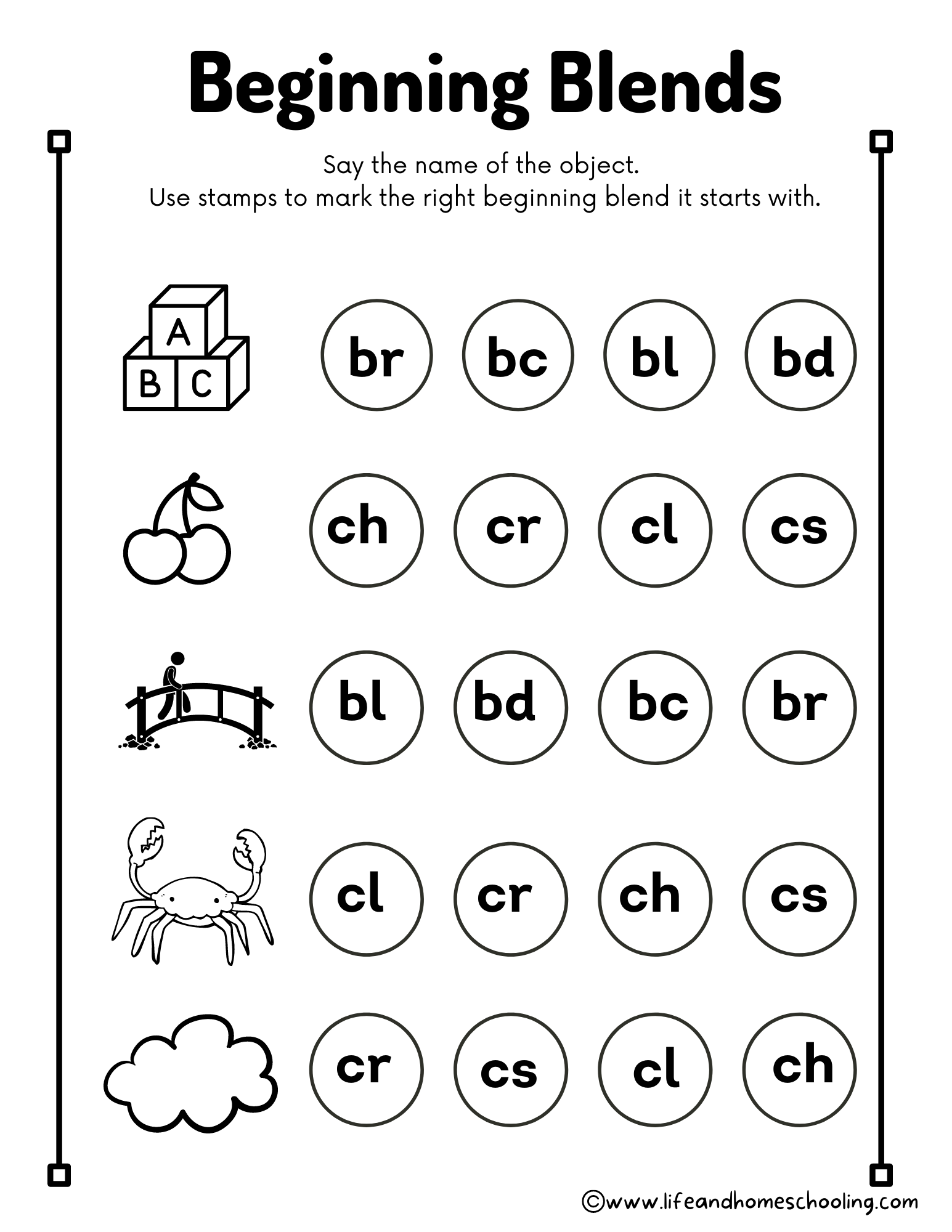 Consonant Blends Worksheets For Kindergarten Preschool Homeschool Educational Printables Homework Worksheets Blend Sounds Etsy