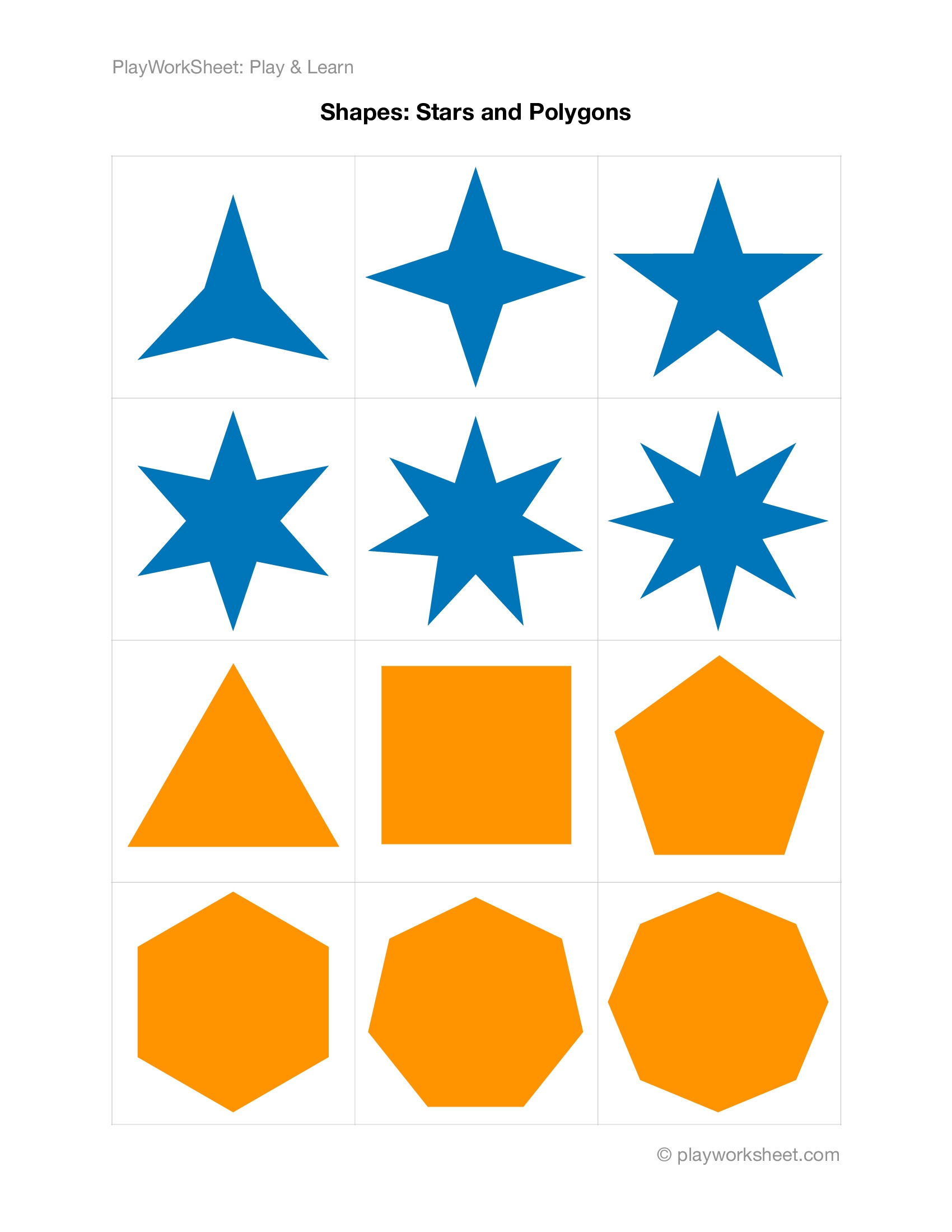 Stars And Polygons Shapes Free Printables For Kids