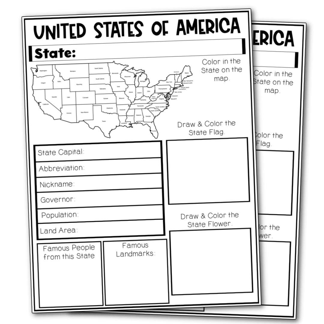 State Facts Worksheet