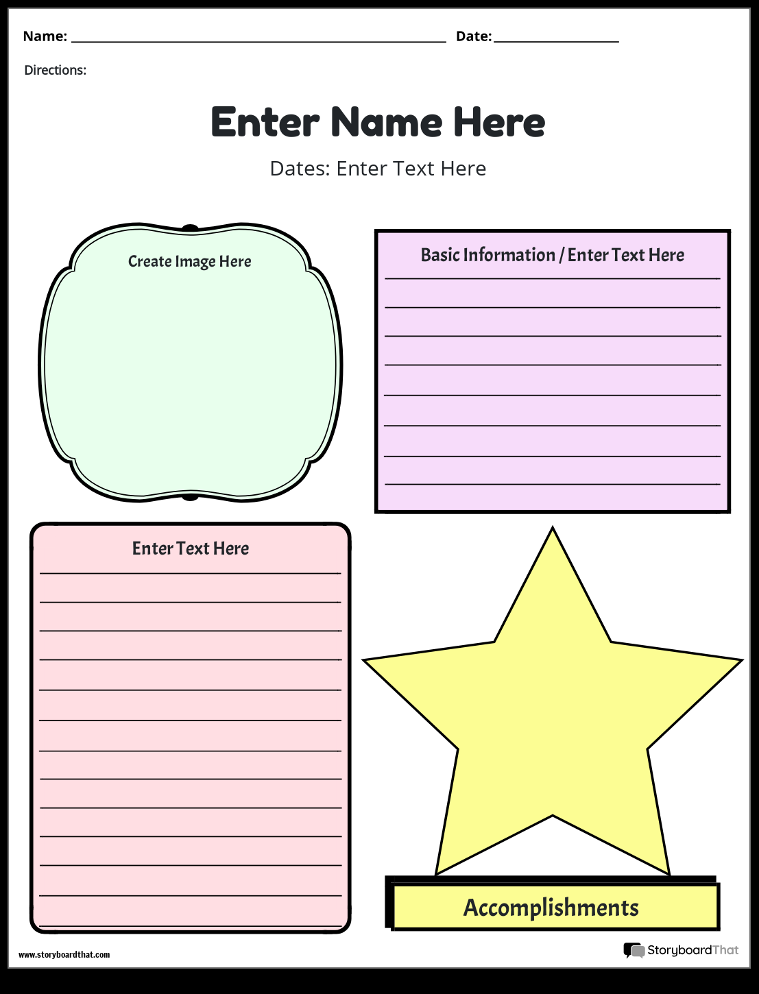 Storyboard That Biography Worksheet Templates Storyboard That Biography Worksheet Templates