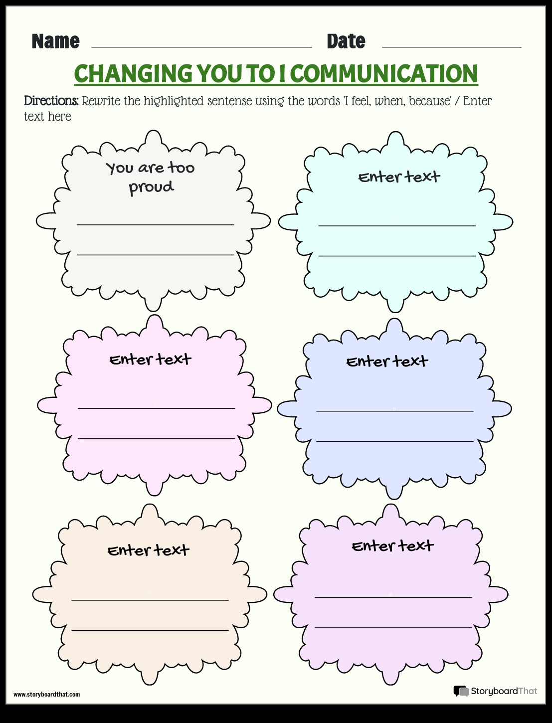 Storyboard That Communication Worksheets For Education