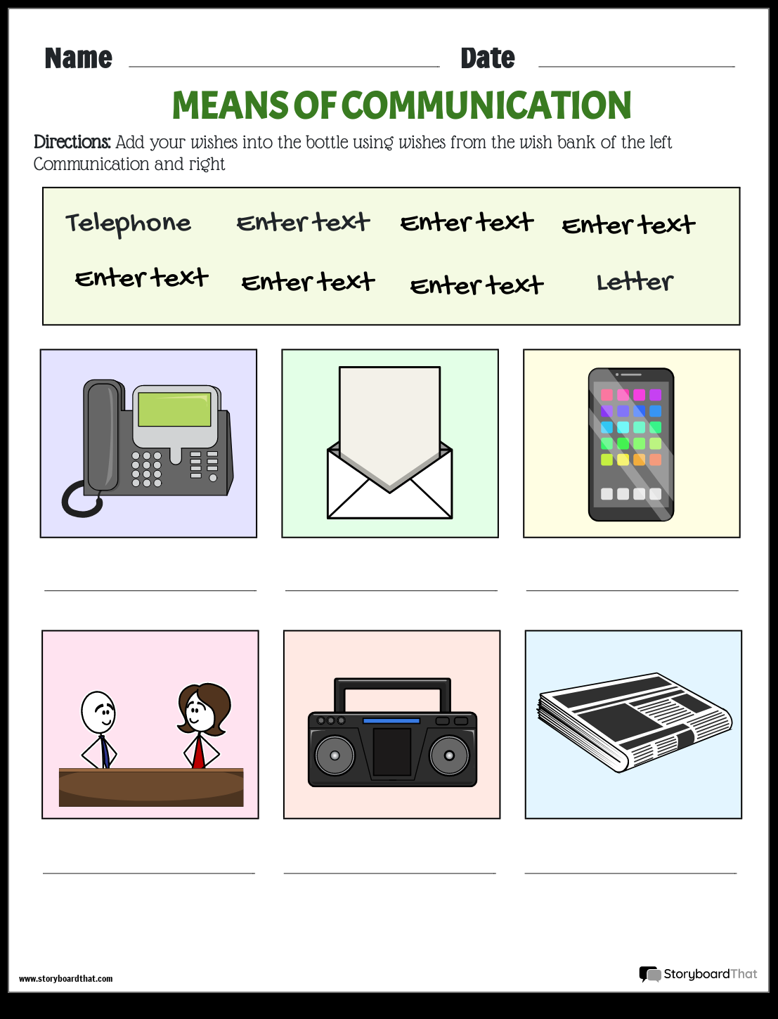Storyboard That Communication Worksheets For Education