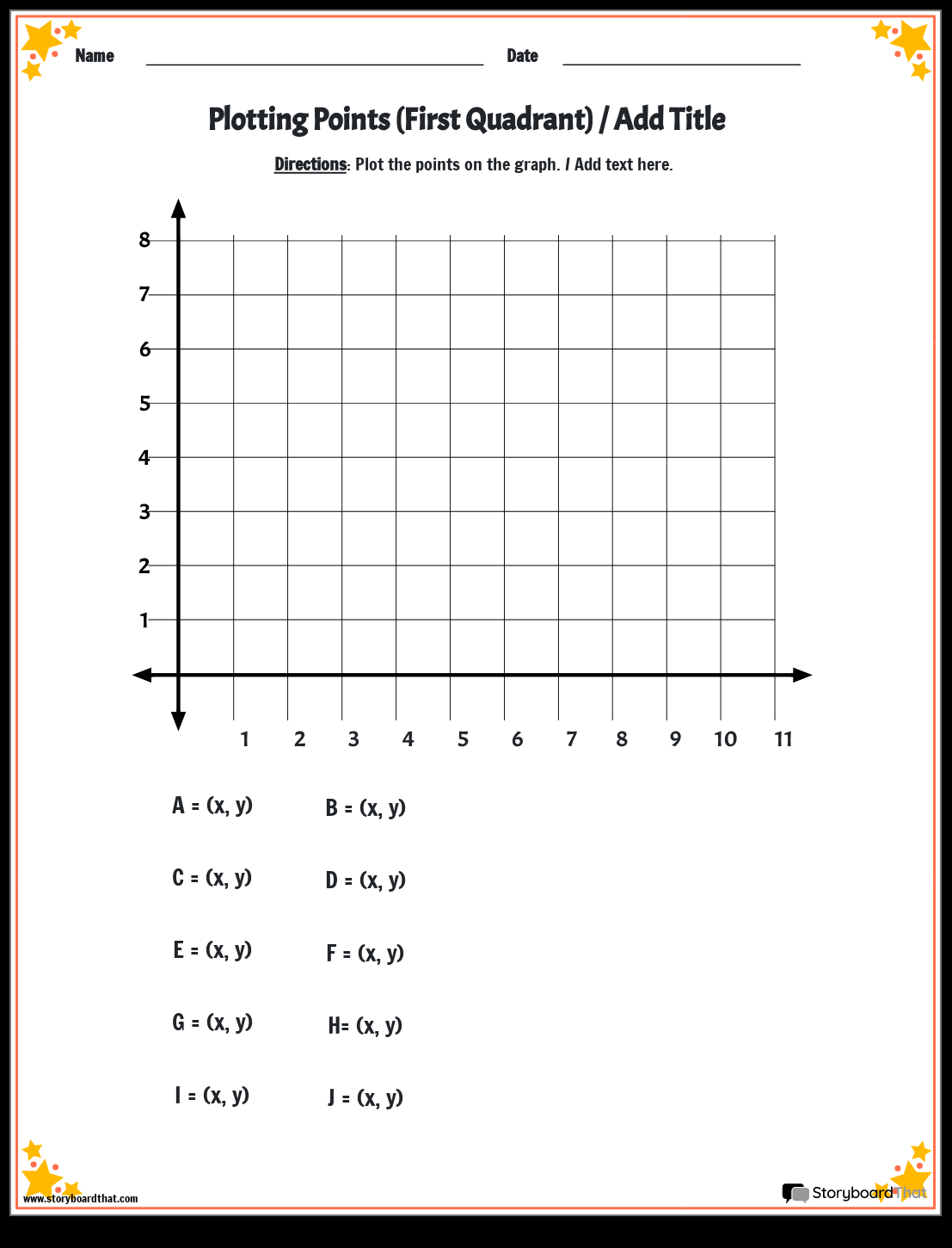Storyboard That Create Coordinate Plane Worksheets