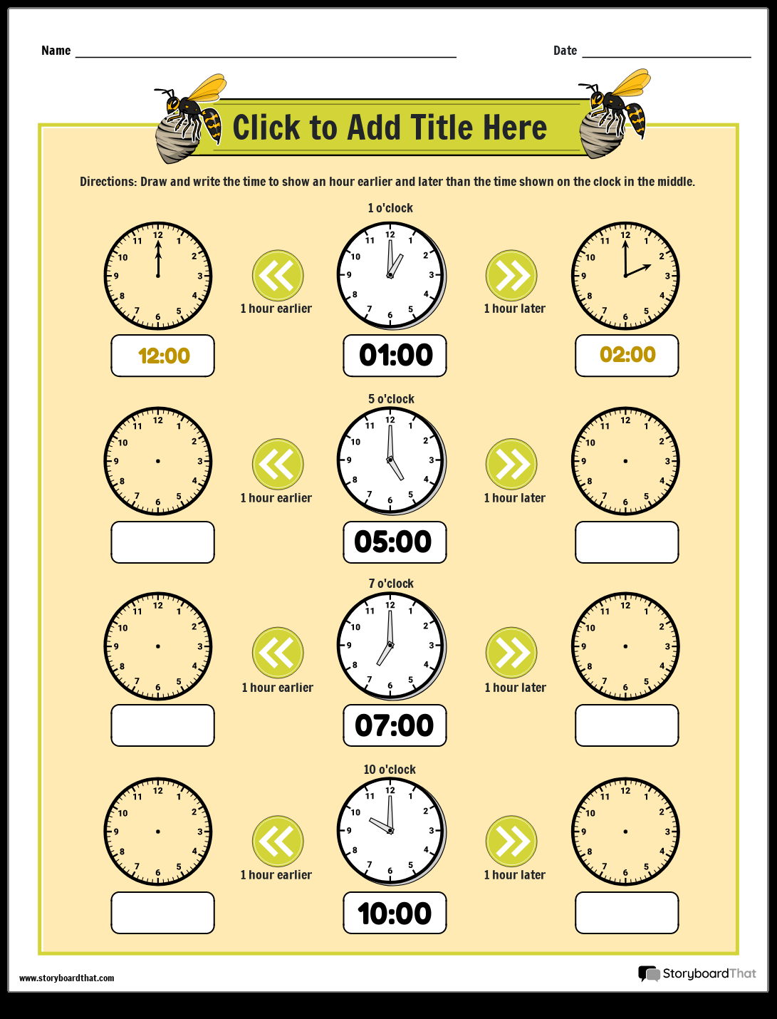 Storyboard That Free Elapsed Time Worksheets