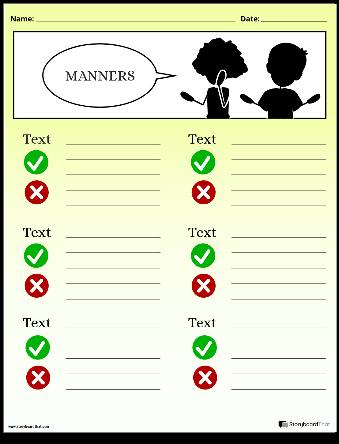 Storyboard That Free Manners Worksheet Templates Storyboard That Free Manners Worksheet Templates