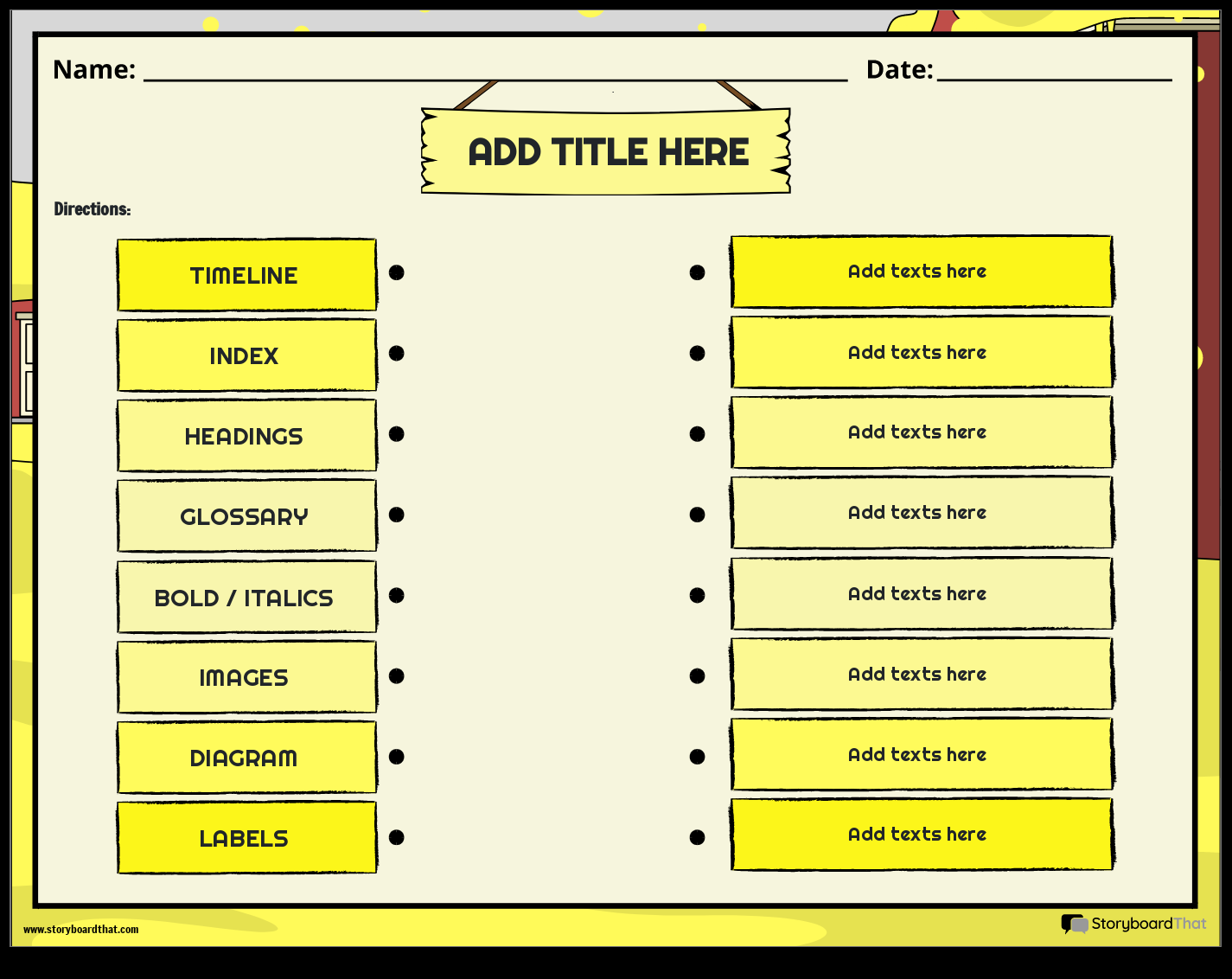 Storyboard That Text Features Worksheets For Reading