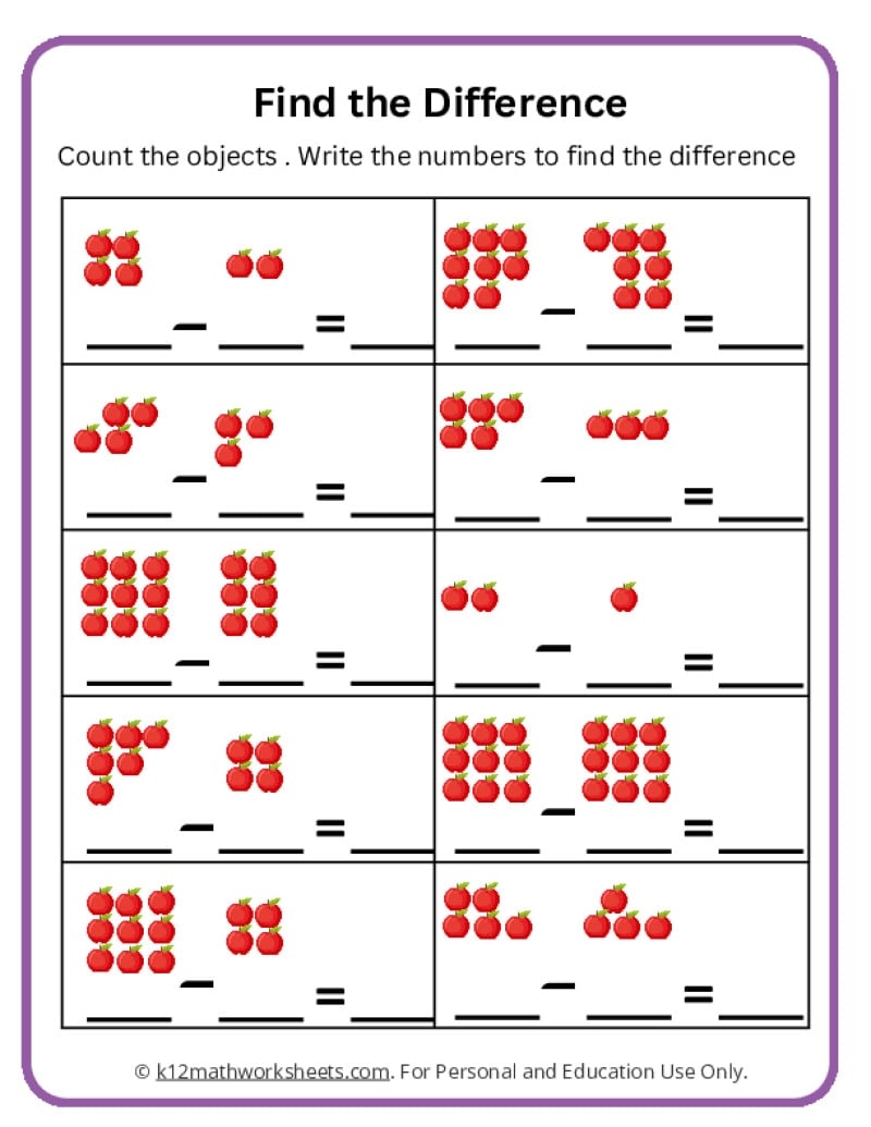 Beginner Subtraction 10 Kindergarten Subtraction Worksheets FREE Printable Worksheets Worksheetfun