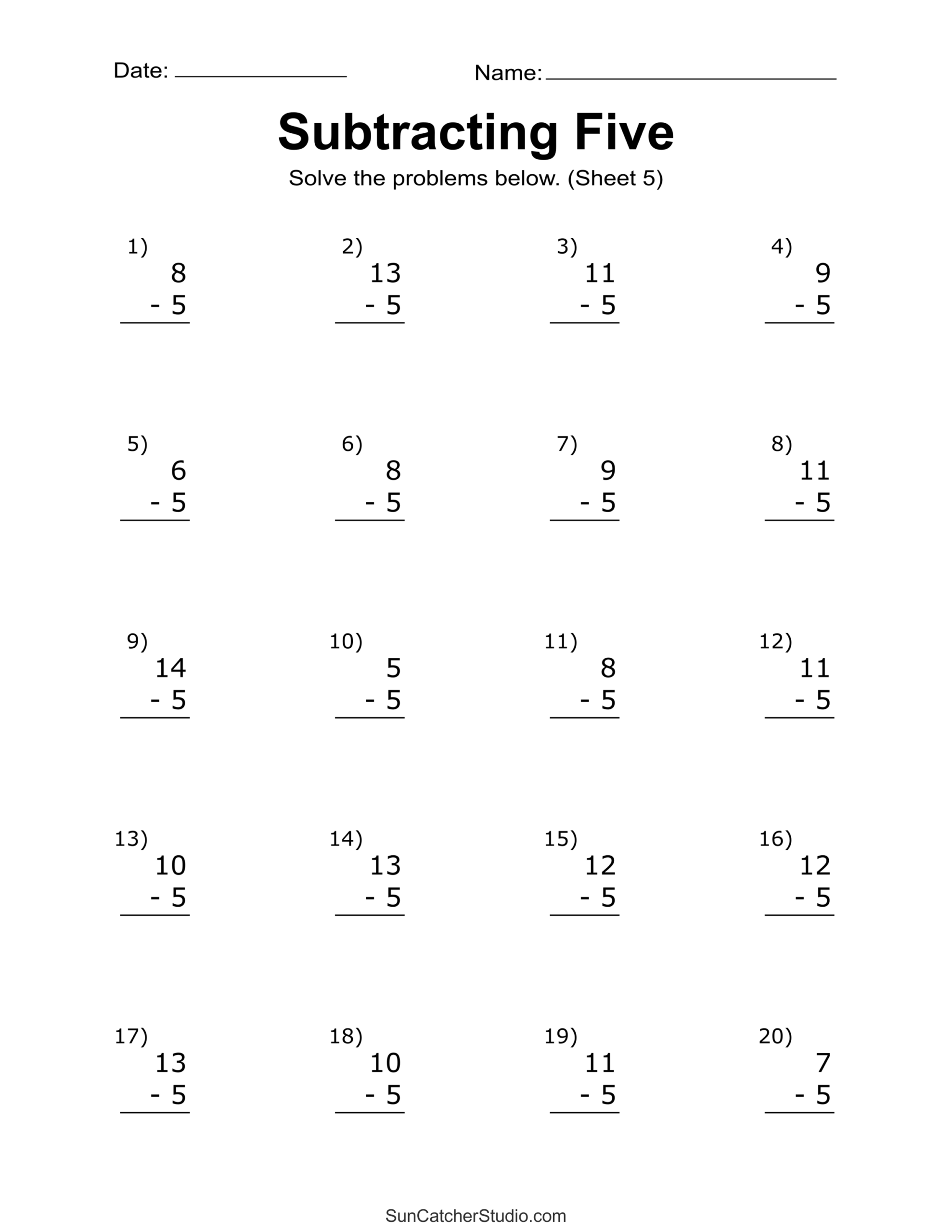 Subtraction Worksheets Free Printable Math Drills Free Printables Lettering SVG Files Tools Apps