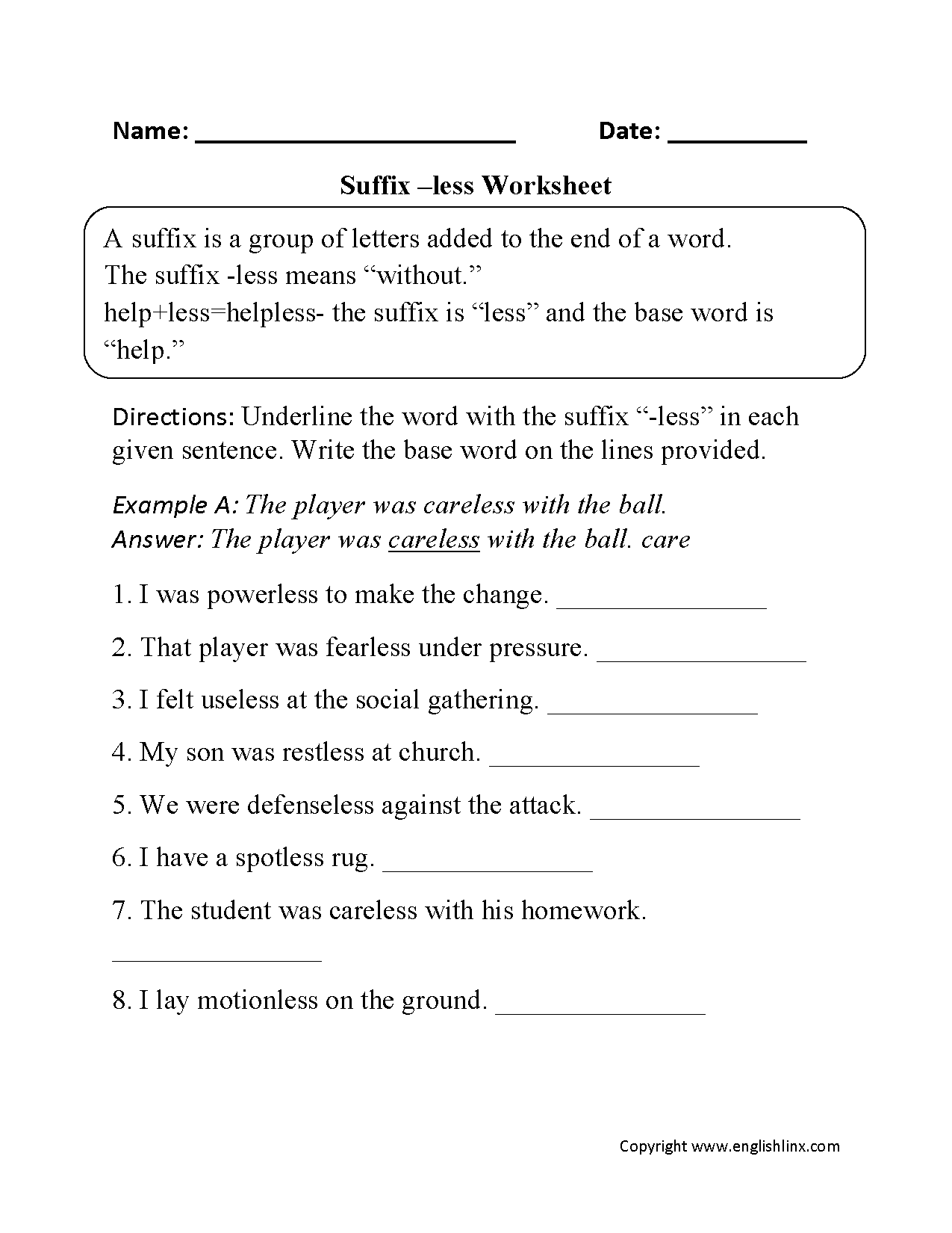 Suffix Worksheets 10 Free PDF Printables Teach Prints