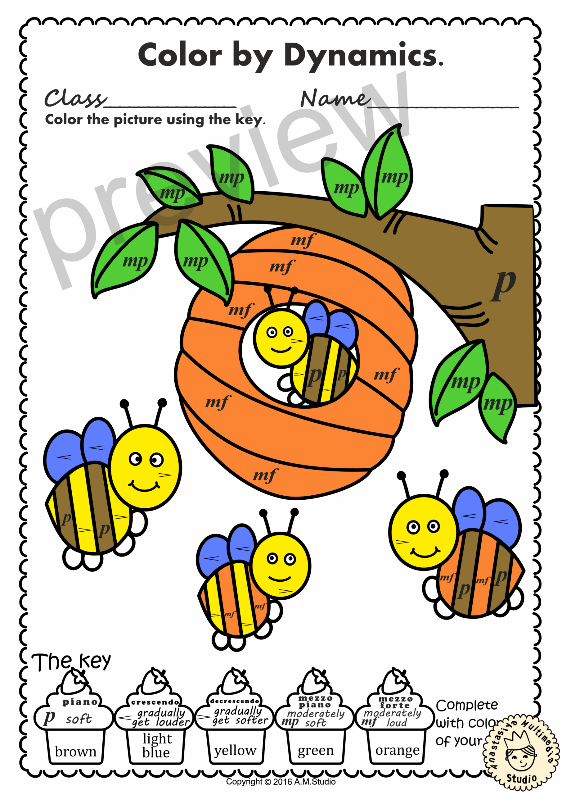 Summer Color By Dynamics Music Coloring Pages