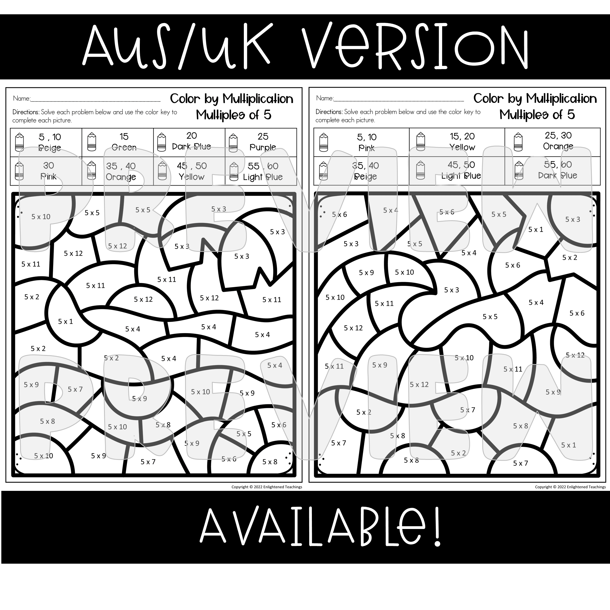 Summer Multiplication Color By Code Number NO PREP Coloring Worksheets Made By Teachers