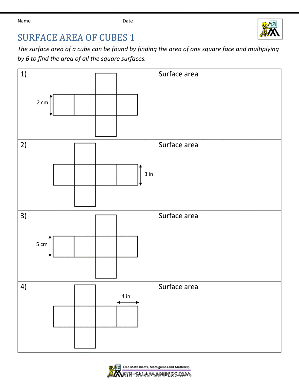 Surface Area Worksheet 6th Grade Surface Area Worksheet 6th Grade