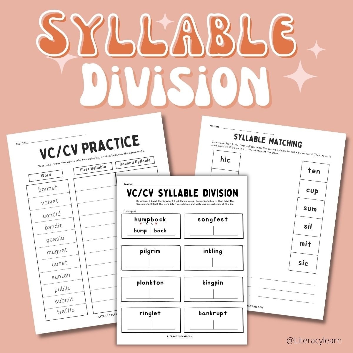 Syllable Division Practice With VCCV Words 3 Free PDFs Literacy Learn Syllable Division Practice With VCCV Words 3 Free PDFs Literacy Learn