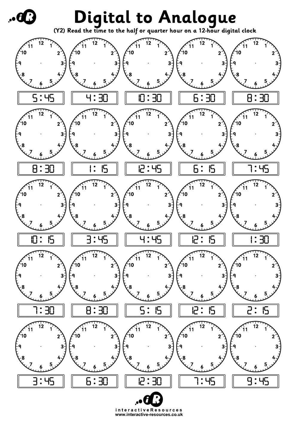 Teaching Time Free Telling Time Worksheets