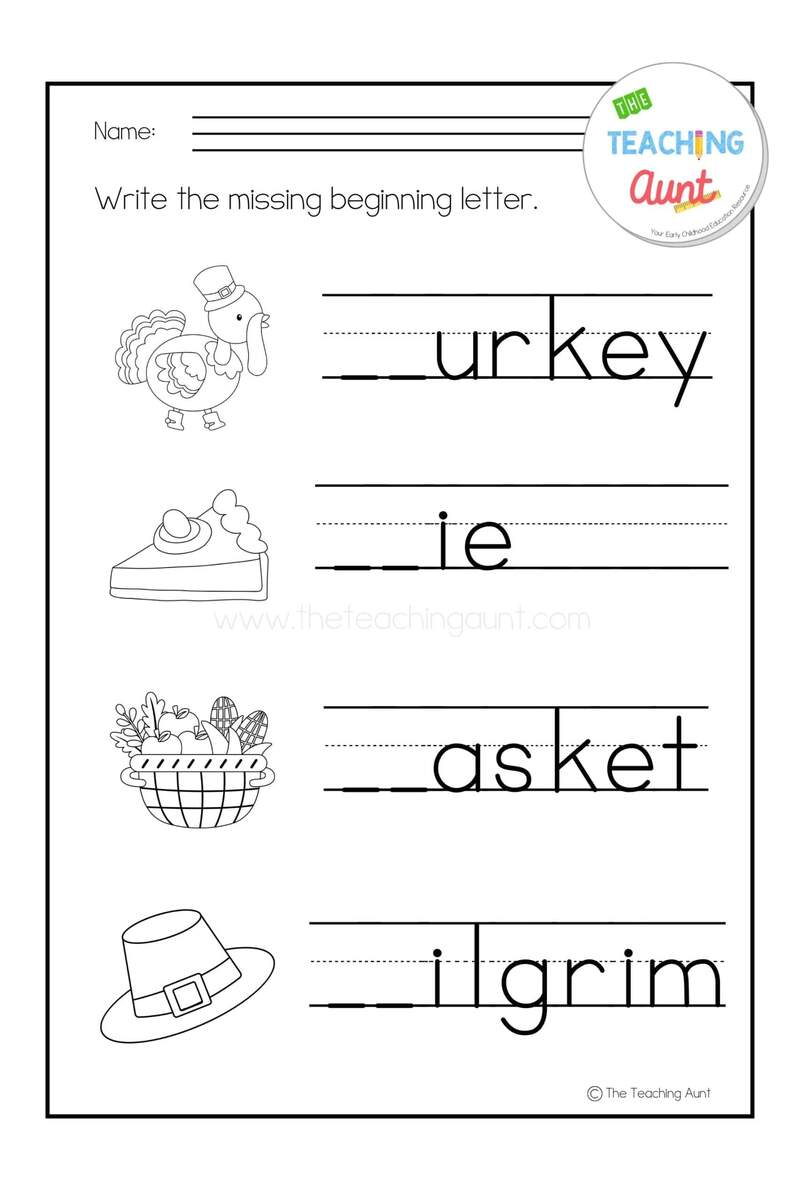 Thanksgiving Worksheets For Preschool The Teaching Aunt